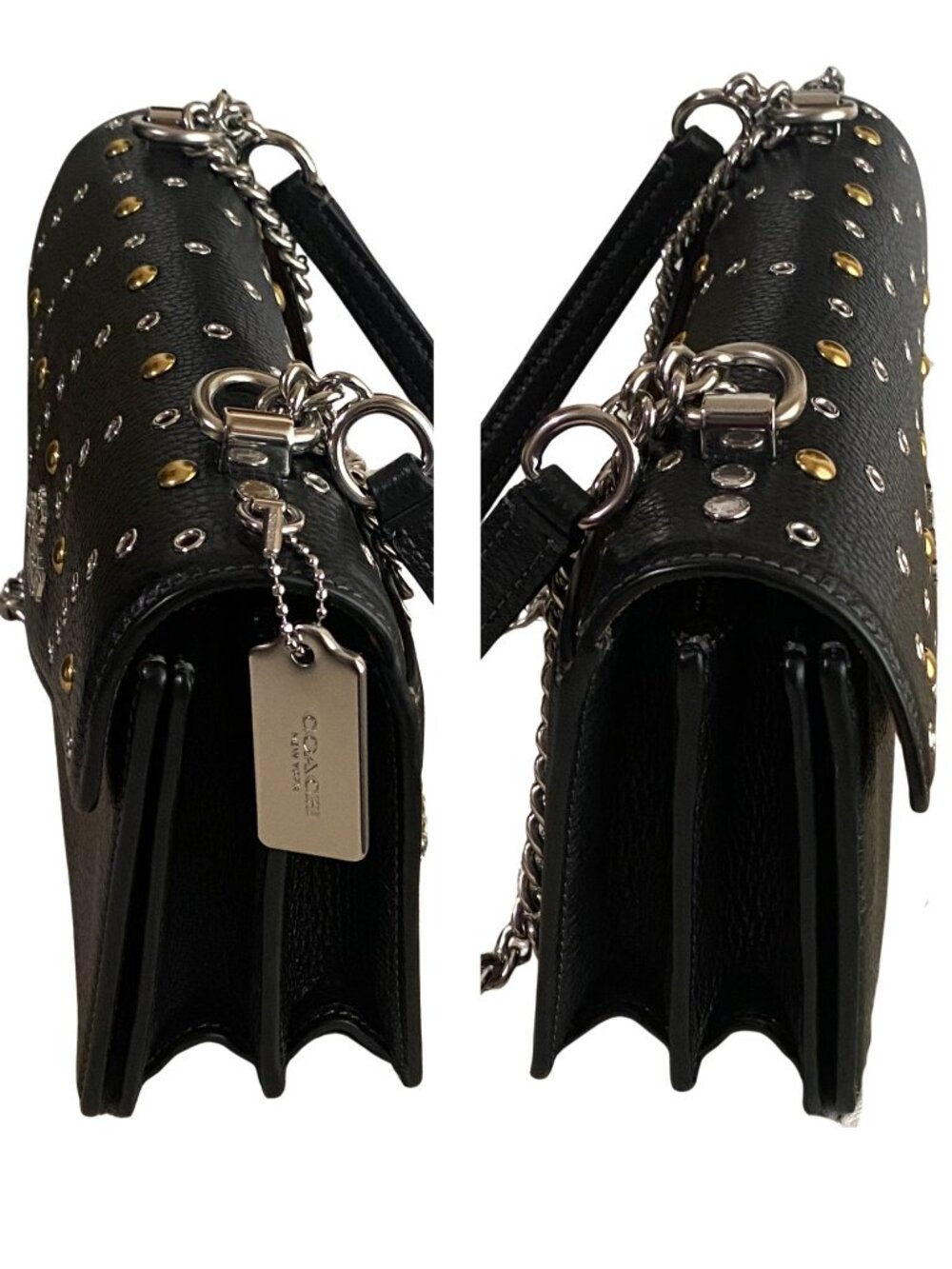 Coach Klare Crossbody + Matching Studded Wallet on Chain Set Black Multi Rivets - Picture 7 of 14